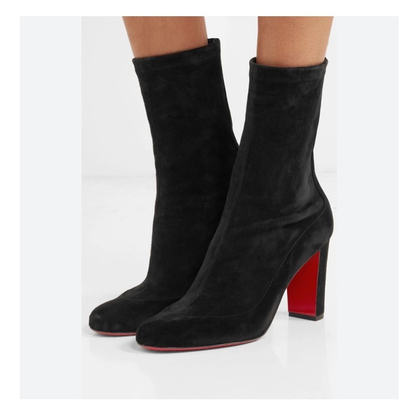 Auth Christian Louboutin Suede Stretch Mid  Gena 85 Boots . Eu 37.5 US 7.5 - Picture 3 of 17